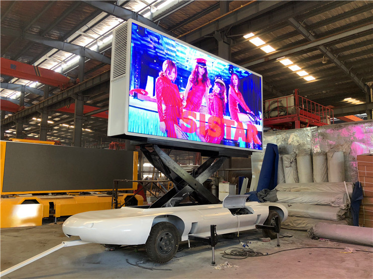 220V LED Advertising Trailer 192*192mm Module Size , Double-Axle Digital Billboard Trailer