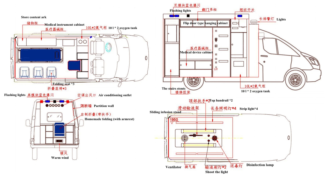 Salon Ambulance130 Hp Ambulance Car Truck - ABS YES Overall Dimensions 5670×2011×2726 Mm