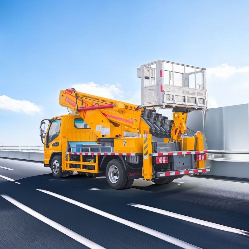 25m Diesel Aerial Work Platform Truck 2 Axles with Front V and Rear V Outriggers Emergency Pump