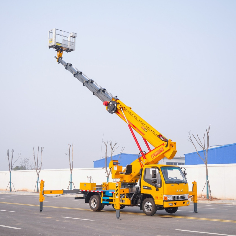 Two Person Cab Aerial Work Platform Truck with Front and Rear V Outriggers